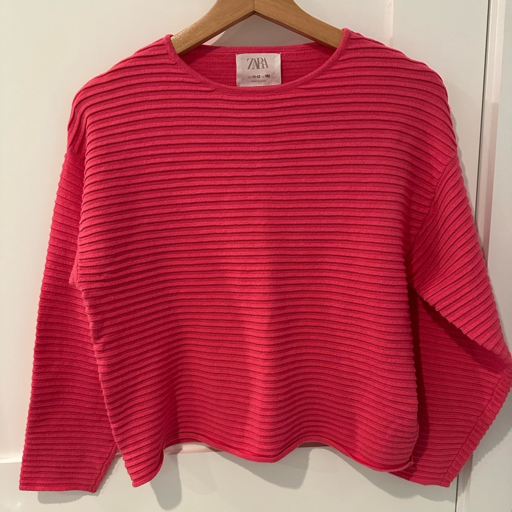 Zara Ribbed Sweater Pink Girls Size 11-12